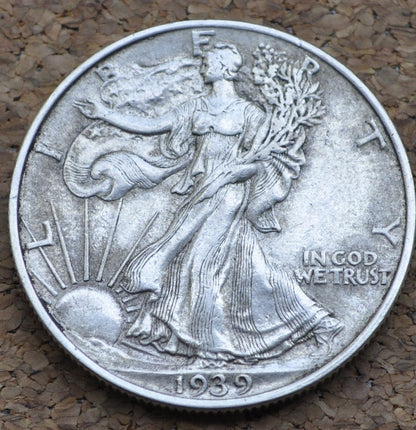 1939 Walking Liberty Silver Half Dollar - XF45 (Extremely Fine to AU50) - Philadelphia Mint - 1939-P Half Dollar / 1939 P Half Dollar