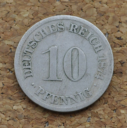 1874 German 10 Pfennig Deutsches Reich - Good condition - Second Reich of Germany 1874 - 1800s German Coin - Ten Pfennig 1874