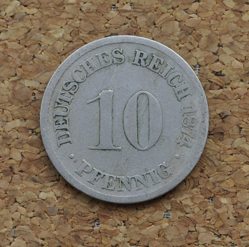 1874 German 10 Pfennig Deutsches Reich - Good condition - Second Reich of Germany 1874 - 1800s German Coin - Ten Pfennig 1874