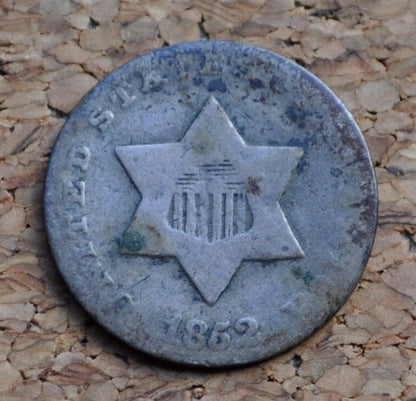 1852 Three Cent Silver US Coin - Choose by / Grade / Condition - 1852 3 Cent - Trimes / Silver 3 Cent Pieces - Good Type Coin