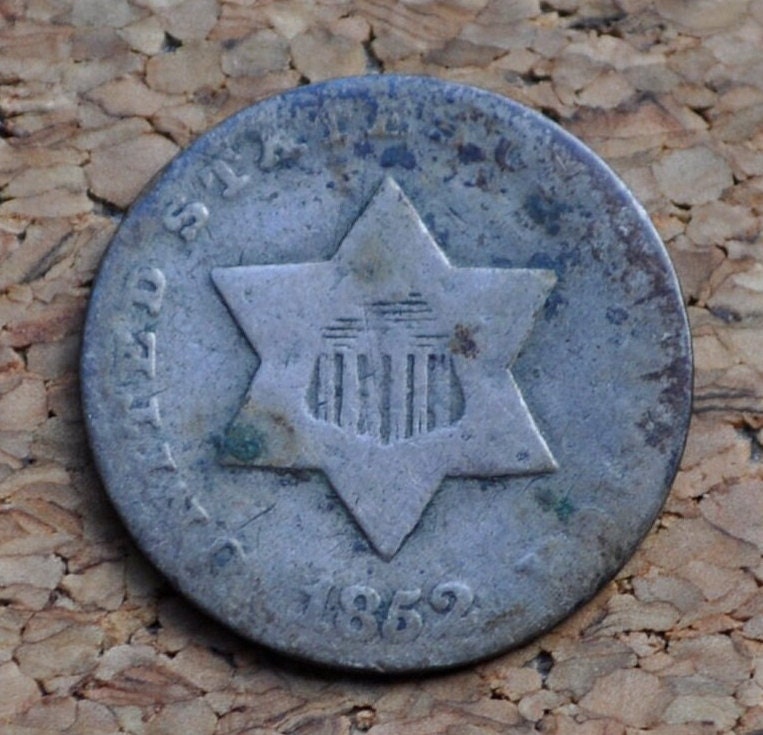 1852 Three Cent Silver US Coin - Choose by / Grade / Condition - 1852 3 Cent - Trimes / Silver 3 Cent Pieces - Good Type Coin