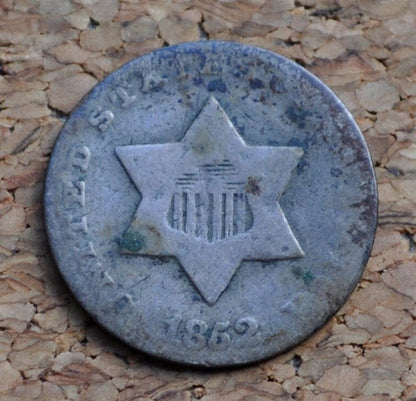 1852 Three Cent Silver US Coin - Choose by / Grade / Condition - 1852 3 Cent - Trimes / Silver 3 Cent Pieces - Good Type Coin
