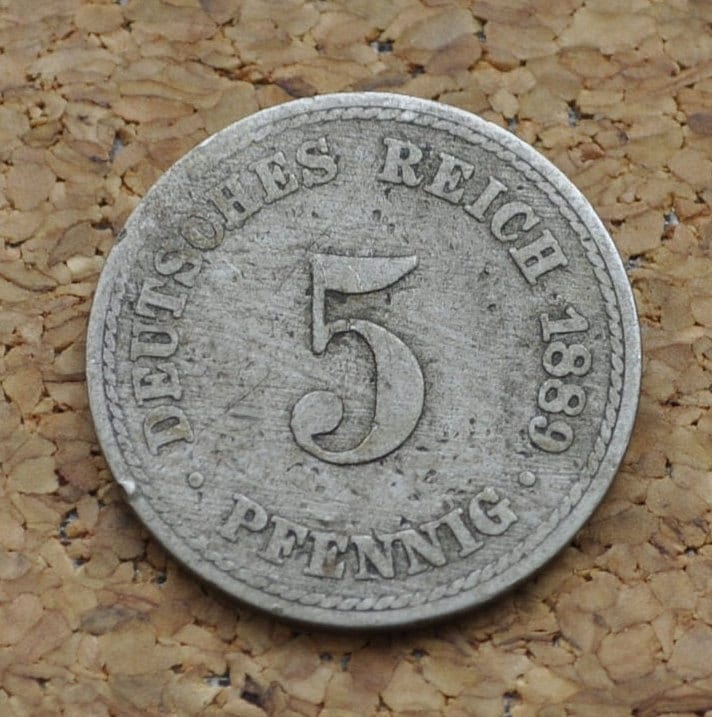1889 German 5 Pfennig Deutsches Reich - Great condition - Second Reich of Germany 1889 German Coin - Five Pfennig 1889 5 Pfennig