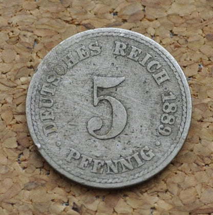 1889 German 5 Pfennig Deutsches Reich - Great condition - Second Reich of Germany 1889 German Coin - Five Pfennig 1889 5 Pfennig