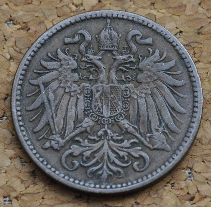 1897 2 Heller Austrian Coin - XF (Extremely Fine) Details / Condition - Austria Franz Joseph I 1897 Two Heller