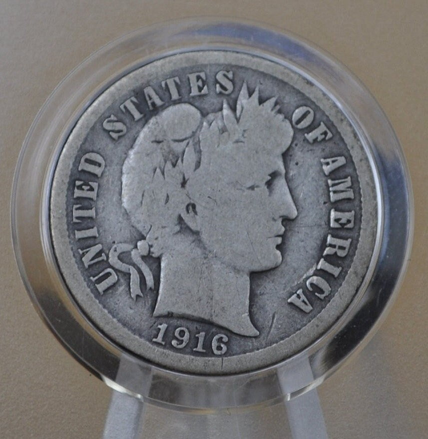 1916-S Barber Silver Dime G/VG (Good to Very Good) Grade / Condition - San Francisco Mint - 1916 S Barber Dime Silver Dime 1916 S