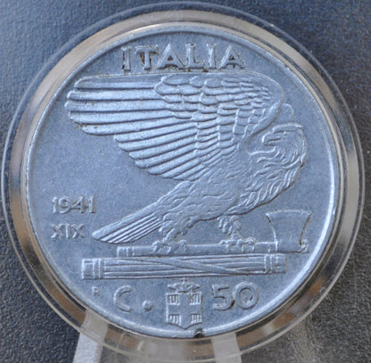 1941 Italian 50 Centesimi Coin - Victor Emmanuel III - Italy Twenty Cent Coin 1941 Fifty Centesimi - Kingdom of Italy - Great Condition