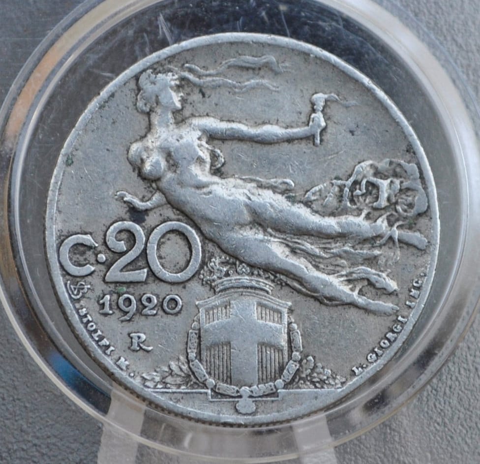 1920 Italian 20 Centesimi Coin - Vittorio Emanuele III - C.20 - VF (Very Fine) Condition; Beautiful Design & Artwork - Italy 20 Centesimi