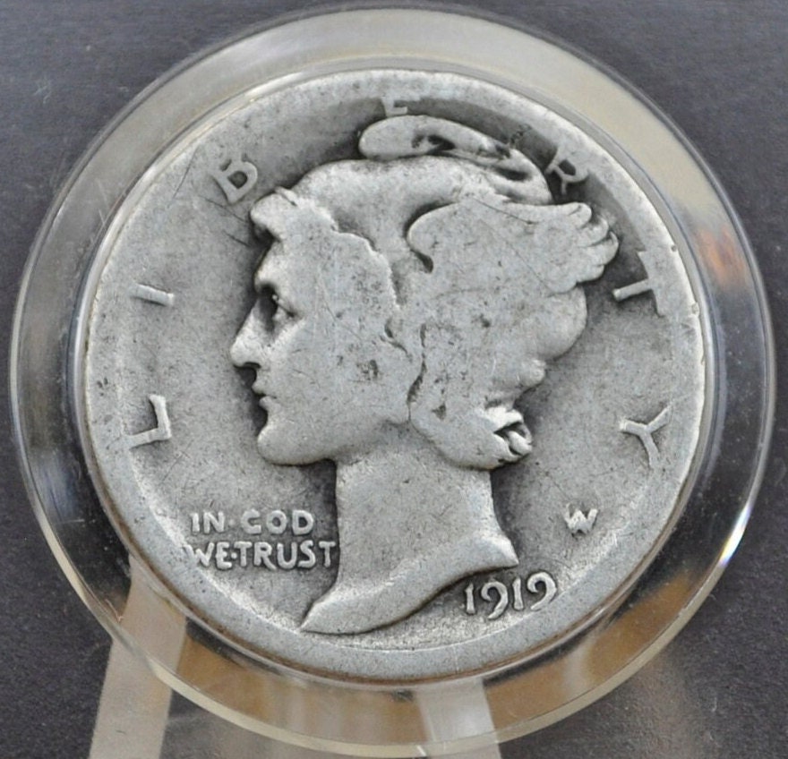 1919-S Mercury Silver Dime - Choose by Grade - San Francisco Mint - 1919 S Silver Dime Winged Liberty Head Dime 1919 S