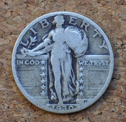 1930 Standing Liberty Silver Quarter - Choose by Grade - Philadelphia Mint - 1930 P Liberty Standing Quarter - 1930 Quarter Silver