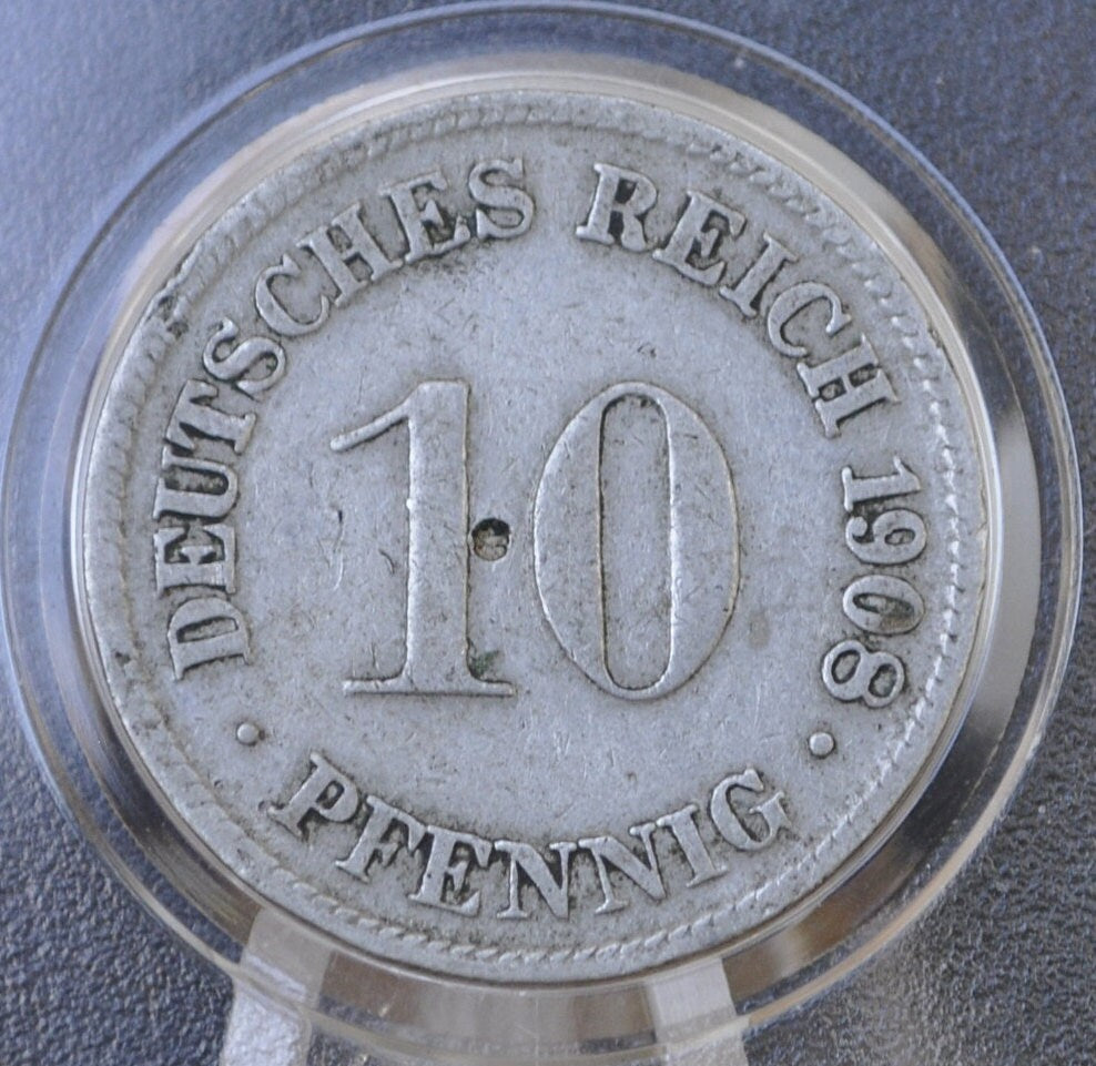 1908 German 10 Pfennig Deutsches Reich - Great condition - Second Reich of Germany 1908 - WWI Era German Coin - Ten Pfennig 1908