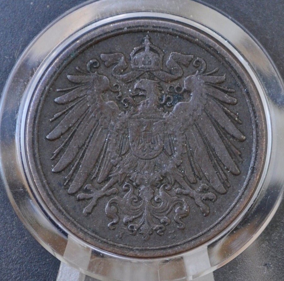 1889-J German 1 Pfennig Deutsches Reich - Great condition - Second Reich of Germany 1889 - One Pfennig 1889 J