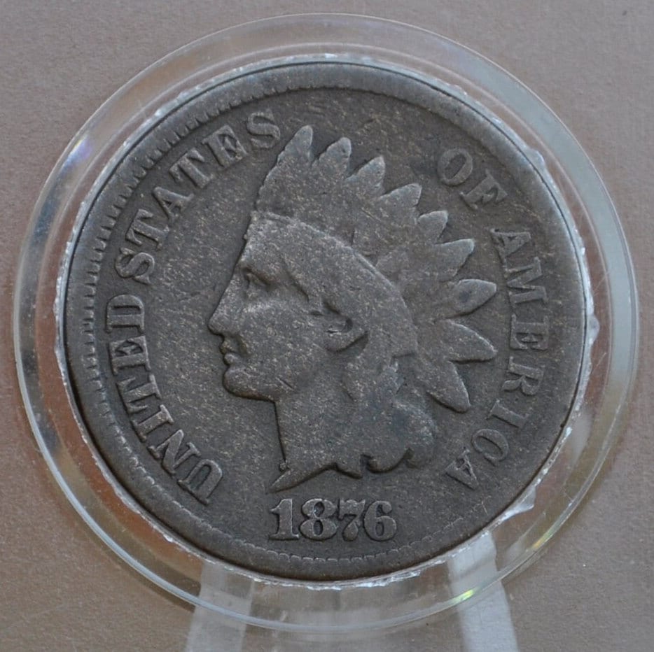 1876 Indian Head Penny - G-VG (Good to Very Good) Grade; Choose by Grade - Indian Head Cent 1876 - Good Date, Harder to Find