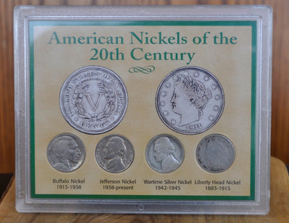 American Nickels of the 20th Century Collection - Silver War Nickels, Jefferson Nickels, Buffalo Nickels, and V Nickels Liberty Head