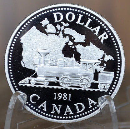 1981 Canadian Silver Dollar - BU (Uncirculated), Gem Proof - 50% Silver - Transcontinental Railroad Silver Dollar - Canadian Coin Collection