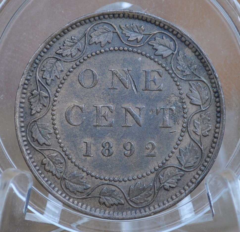 1892 Canadian One Cent - XF (Extremely Fine) Condition - Queen Victoria - 1892 Large Cent - 1892 Penny Canada 1 Cent 1892