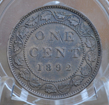 1892 Canadian One Cent - XF (Extremely Fine) Condition - Queen Victoria - 1892 Large Cent - 1892 Penny Canada 1 Cent 1892