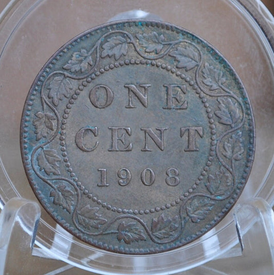1908 Canadian Cent - XF (Extremely Fine) Grade / Condition - Edward VII - One Cent Canada 1908 Large Cent - 1908 Canadian Penny