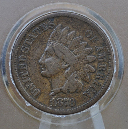 1876 Indian Head Penny - G-VG (Good to Very Good) Grade; Choose by Grade - Indian Head Cent 1876 - Good Date, Harder to Find