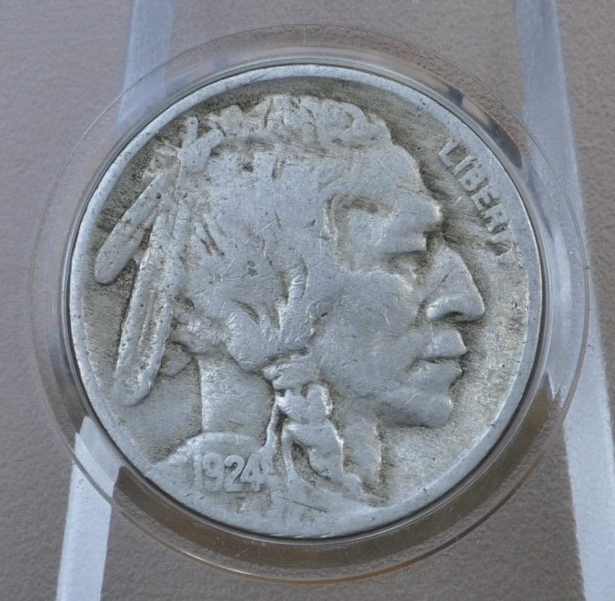 1924 Buffalo Nickel - VG to XF (Very good to Extremely Fine) Grade; Choose by Grade - Philadelphia Mint - 1924 P Nickel Indian Head 1924