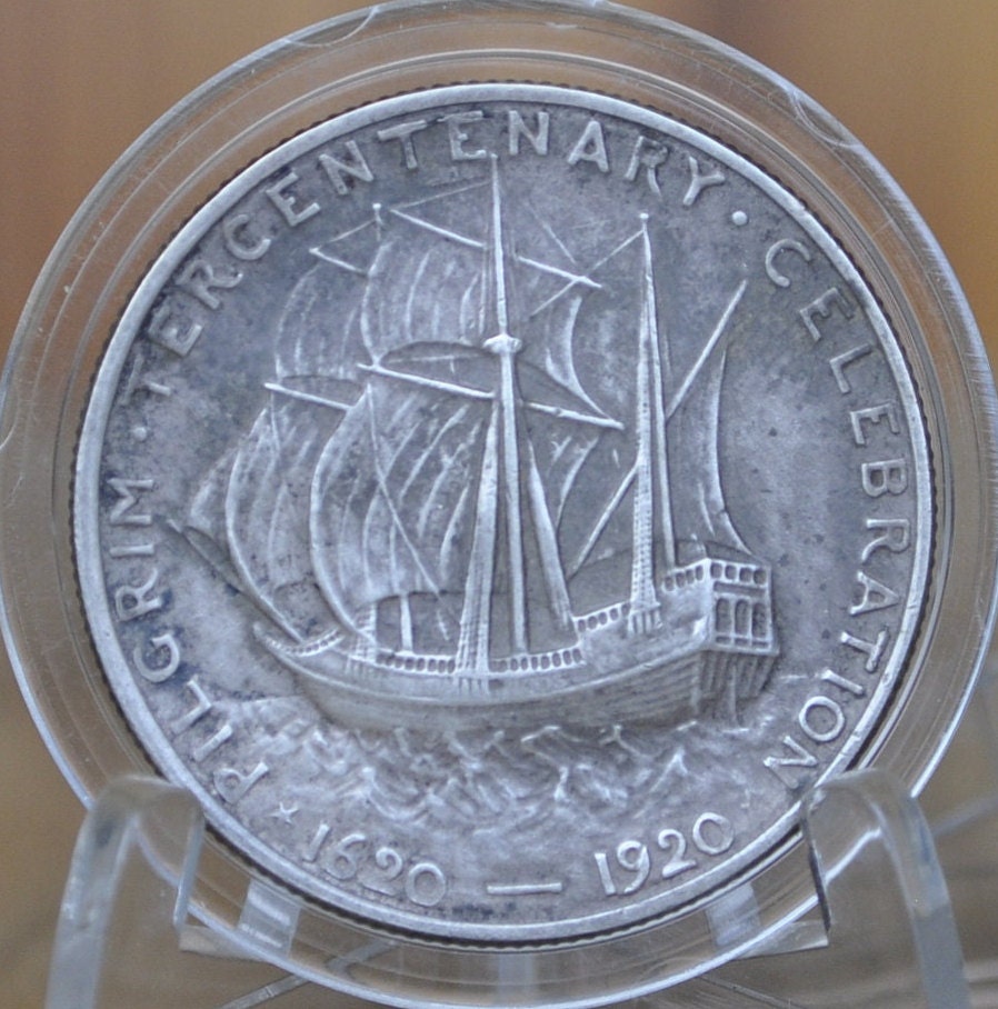 Authentic 1920 Pilgrim Tercentenary Silver Commemorative Half Dollar - XF-BU (Uncirculated) - Pilgrim Half Dollar Commemorative 1920