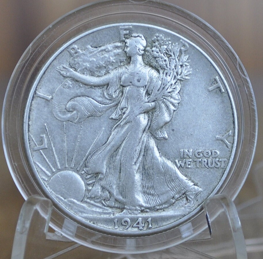 1941 Walking Liberty Silver Half Dollar - Choose by Grade - WWII Era Half- 1941 P Wlh 1941 Half Dollar