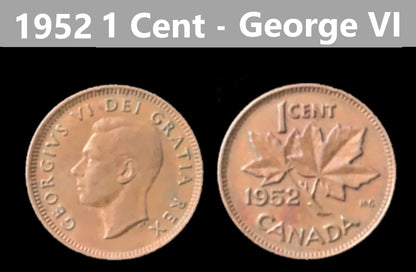 Canadian Small Cent - King George VI - 1948 to 1952 - Select Year(s) / Quantity