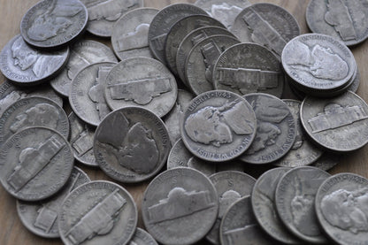 War Nickels 1942 - 1945 35% Silver Jefferson Nickels - Silver War Nickels - Silver Nickels - Circulated Conditions - WWII Nickels