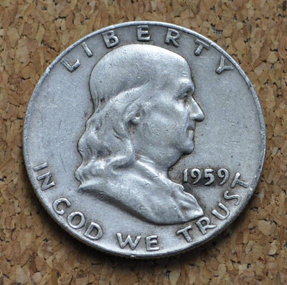 1959 Franklin Half Dollar P&D Mints - Circulated to BU, Choose by Grade and Mint - 1959 Silver Half Dollar 1959 D Franklin Half Dollar 1959P