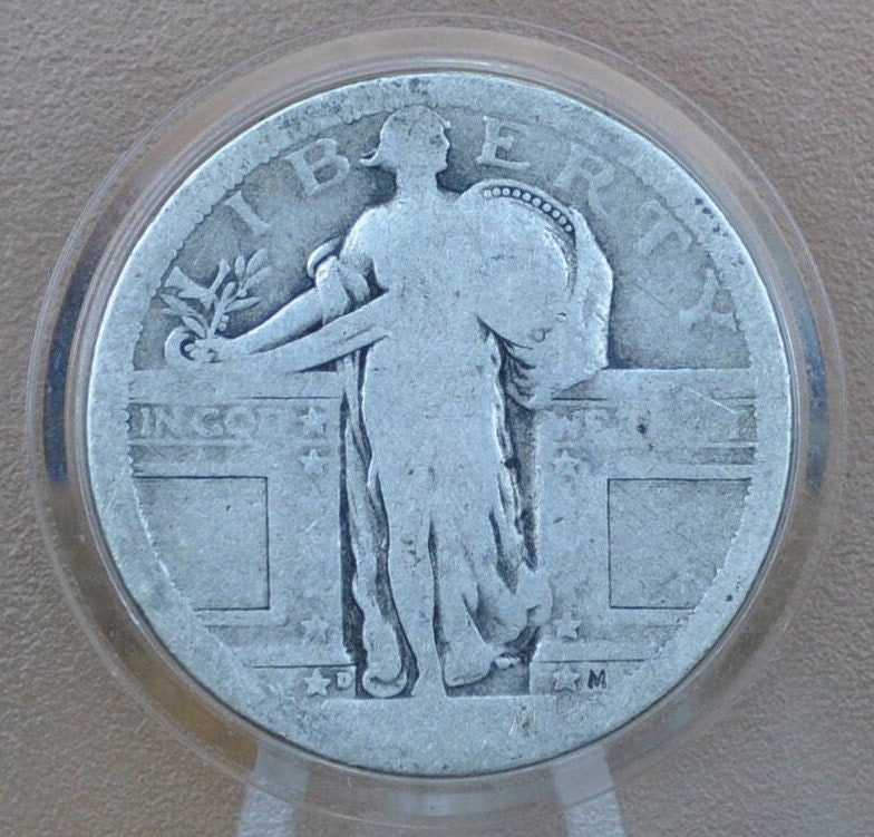 1917-D Standing Liberty Quarter Type I (type one) - G (Good) Grade, No Visible Date - 1917 D Standing Liberty Quarter Type 1 1917 D Quarter