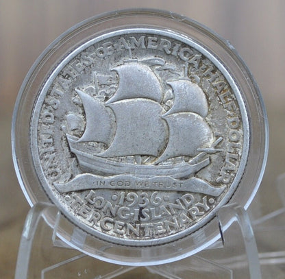 Authentic 1936 Long Island Tercentenary Silver Half Dollar - MS60+ (Uncirculated), Toned - Long Island Commemorative Half Dollar 1936