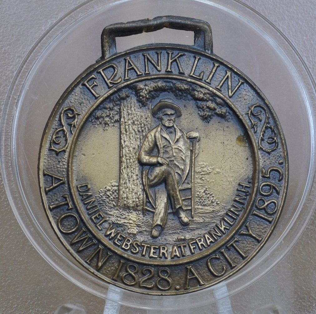 Daniel Webster / Franklin NH Commemorative Tokens - Franklin New Hampshire Town Medal - Daniel Webster 150th Anniversary Medal - Bronze