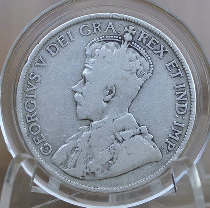 1918 Newfoundland 50 Cents - F (Fine) Grade / Condition - King George V - Fifty Cents Newfoundland 1918 Silver - Silver Half Dollar 1918