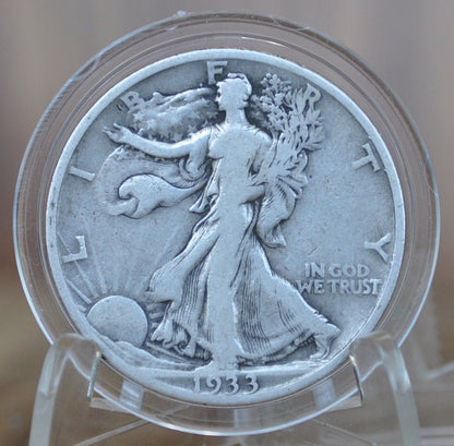 1933-S Walking Liberty Silver Half Dollar - F (Fine) Grade / Condition - San Francisco Mint - 1933S 1933 S Half Dollar - WLH 1933 S