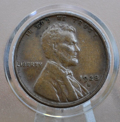 1928-S Wheat Penny - F/VF (Fine to Very Fine) Grade / Condition - San Francisco Mint - 1928S Wheat Ear Cent / 1928S Lincoln Wheat