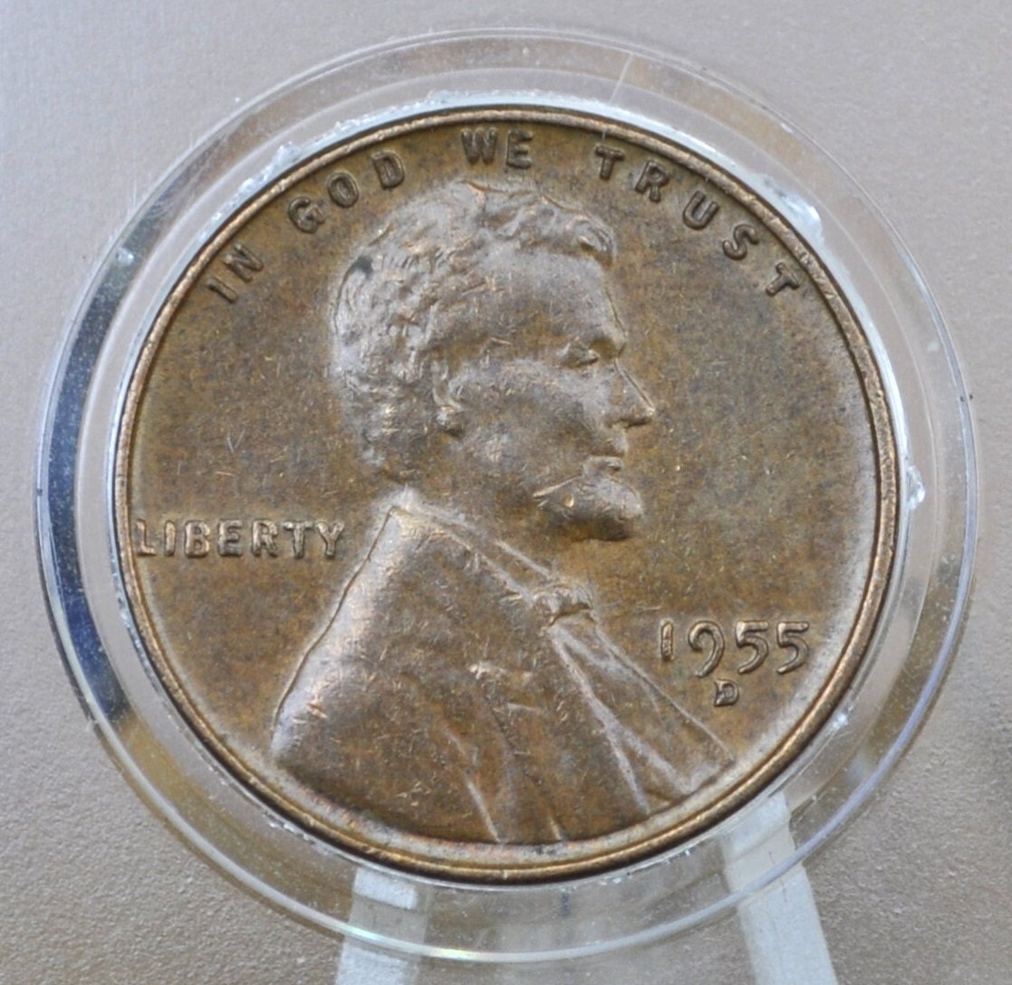 1955 P,D,S Wheat Penny - AU/BU - San Francisco, Philadelphia, Denver Mints - Collectible Coin - 1955 S Wheat Cent 1955 D 1955 P Lincoln Cent