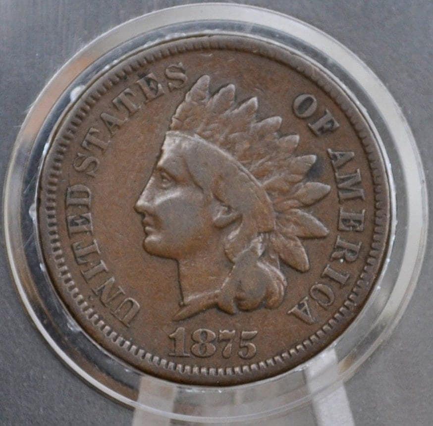 1875 Indian Head Penny - VG-XF (Very Good to Extremely Fine) Choose by Grade - Semi-Key Date - Indian Head Cent 1875 - Indian Head Pennies