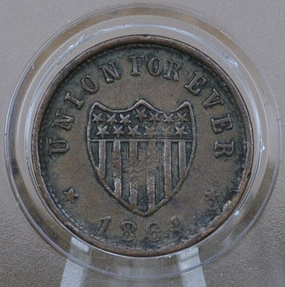 1864 Civil War Token - Union For Ever - XF (Extremely Fine) Condition - Indian Head 1864 Civil War Tokens