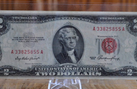 1953 Red Seal 2 Dollar Bill - ALL GRADES - Choose By Grade - 1953 Two Dollar United States Note 1953