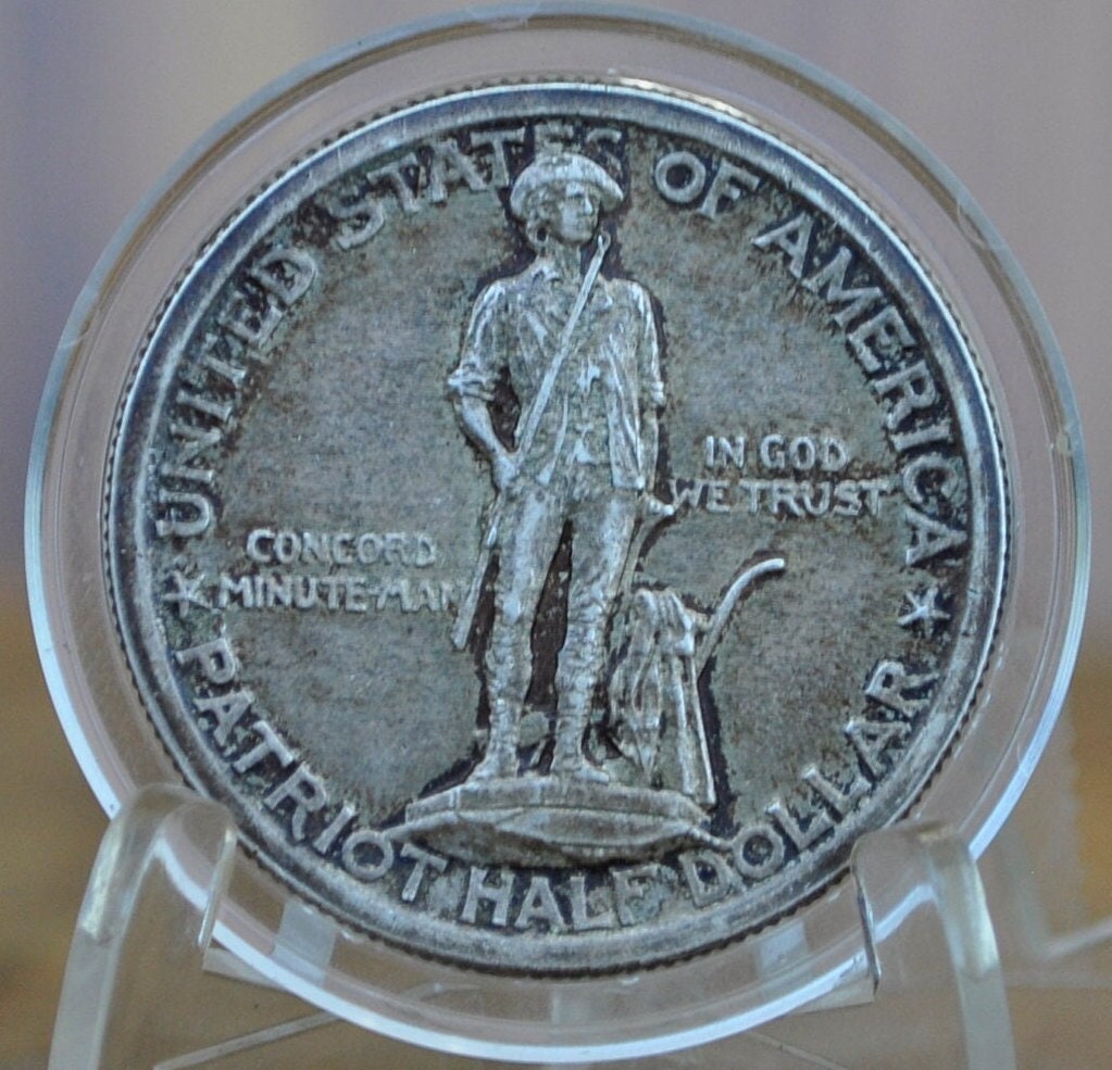 Authentic 1925 Patriot Half Dollar - VF-BU (Very Fine to Unc.) - Lexington-Concord Silver Commemorative Half Dollar Sesquicentennial Half