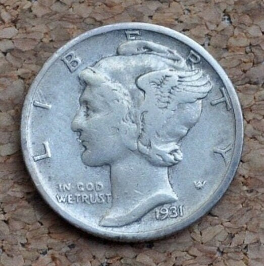 1931 Mercury Silver Dime - Philadelphia Mint - VF (Very Fine) Grade / Condition - 1931P Dime - Great Depression Era Coin - 1931-P Mercury