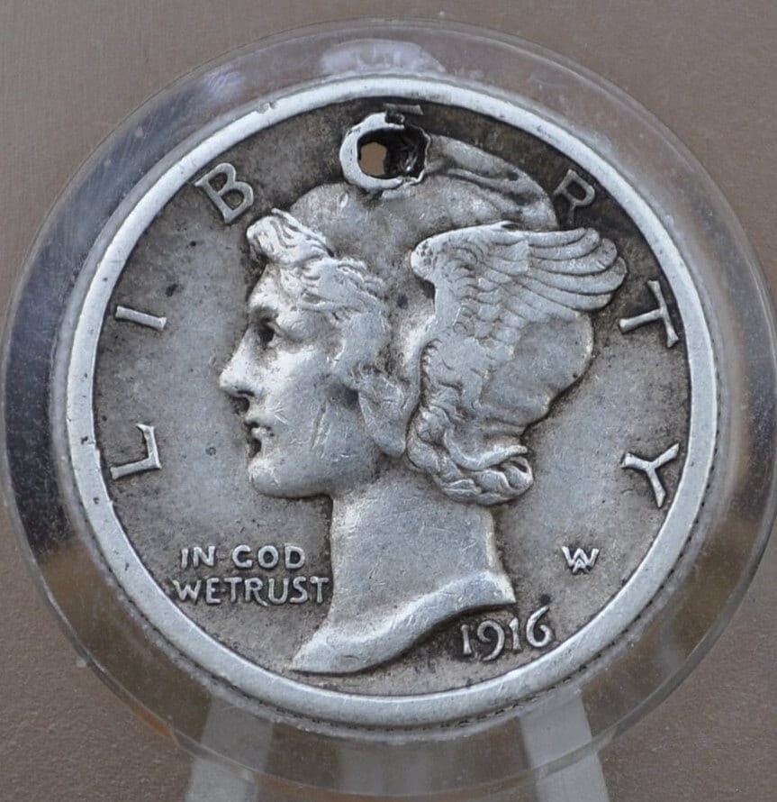 1916-S Mercury Silver Dime - G (Good) - San Francisco Mint - 1916 S Winged Liberty Head Silver Dime Mercury 1916S