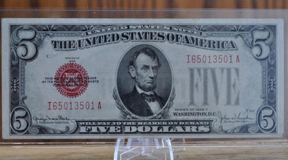 1928 5 Dollar US Note Red Seal - F-BU (Fine to Uncirculated) - Choose by Grade - 1928F Five Dollar US Note Red Seal 1928E Fr#1525-Fr1531