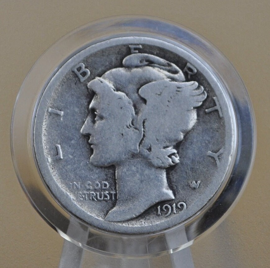 1919 D Mercury Silver Dime - G (Good) Condition - Denver Mint - 1919 D Winged Liberty Head Dime - Silver Dime 1919D