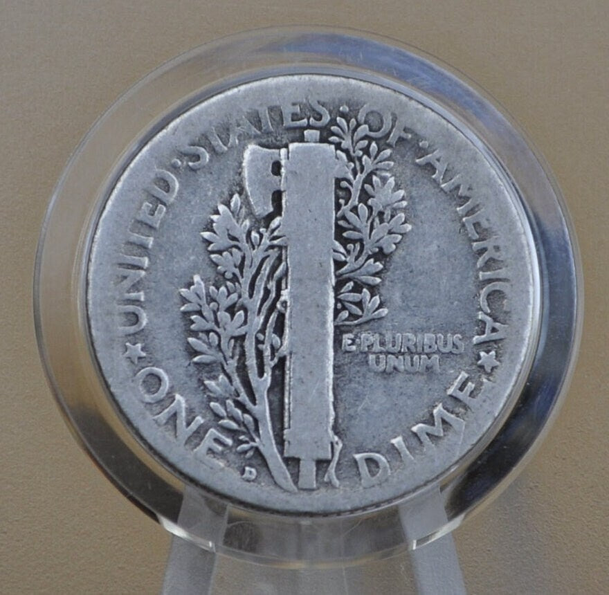 1919 D Mercury Silver Dime - G (Good) Condition - Denver Mint - 1919 D Winged Liberty Head Dime - Silver Dime 1919D