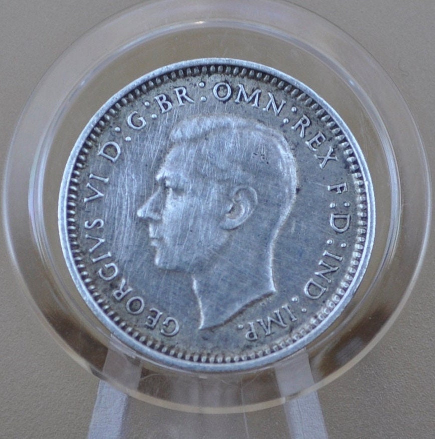1941 UK 3 Pence Silver - Great Condition - Great Britain Silver Threepence 1941 Silver 3 Pence - King George IV - Great for Jewelry