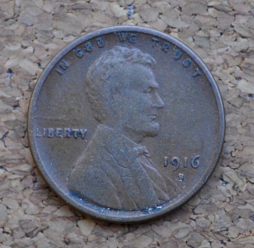 1916-S Wheat Penny - F To Vf (Fine To Very Fine) - San Francisco Mint - World War I Era Coin - 1916 S Wheat Ear Cent - Good Date / Mint