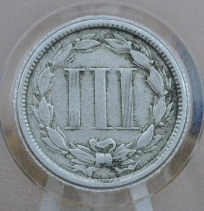 1866 Three Cent "Nickel" Us Coin - Civil War Era - Great Condition - Vg To F (Very Good To Fine) Us 3 Cent Coins