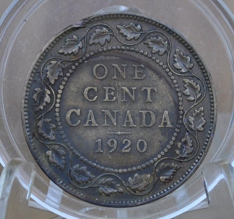 1920 Canadian Cent - Choose by Grade - VF-XF (Very to Extremely Fine) - King George V One Cent Canada 1920 Large Size - 1920 Canadian Penny