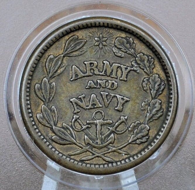 1863 Civil War Token - Army and Navy - Great Condition - Higher Grade - Civil War Tokens - The Federal Union It Must and Shall Be Preserved